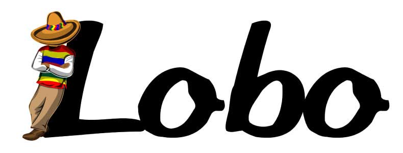 Final mock-up of Mexican man leaning on the letter L of the word Lobo.